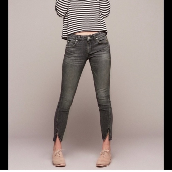 AMO Twist Zip Skinny Jeans In Smoke Wash Skinny - Picture 1 of 12